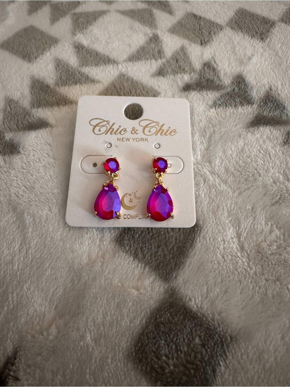 Fuchsia Teardrop Crystal Earrings